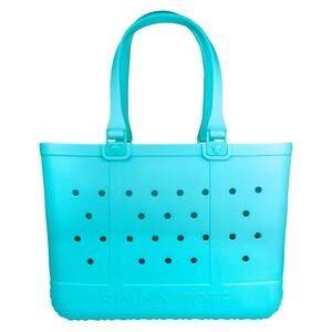Simply Southern Size Large Waterproof Beach Tote Bag Color Aqua Perforated